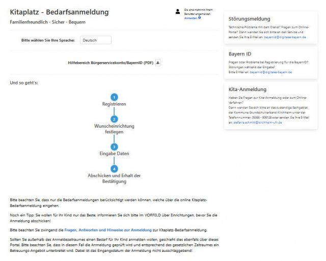 Screenshot Anmeldung Mittagsbetreuung Screenshot Anmeldung Mittagsbetreuung